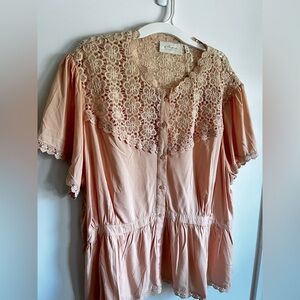 La Bellum Hillary Scott 3X Lace Peach Women's Top